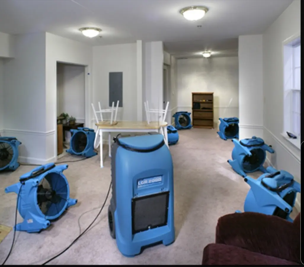 Air movers and dehumidifier setup for Water Extraction & Removal in Sparta